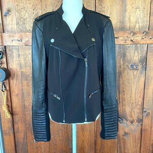 Vintage BCBG Black Leather Women's Moto Jacket Sz L